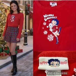 VTG Y2K 2006 Betty Boop Cartoon Sz 2X Santa Wanna Snuggle Puppy Holiday T-Shirt